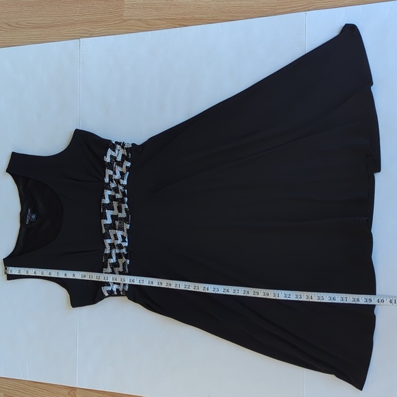 Perceptions Chevron Design Sleeveless A-Line Cocktail Dress 12P Black White - Picture 12 of 12